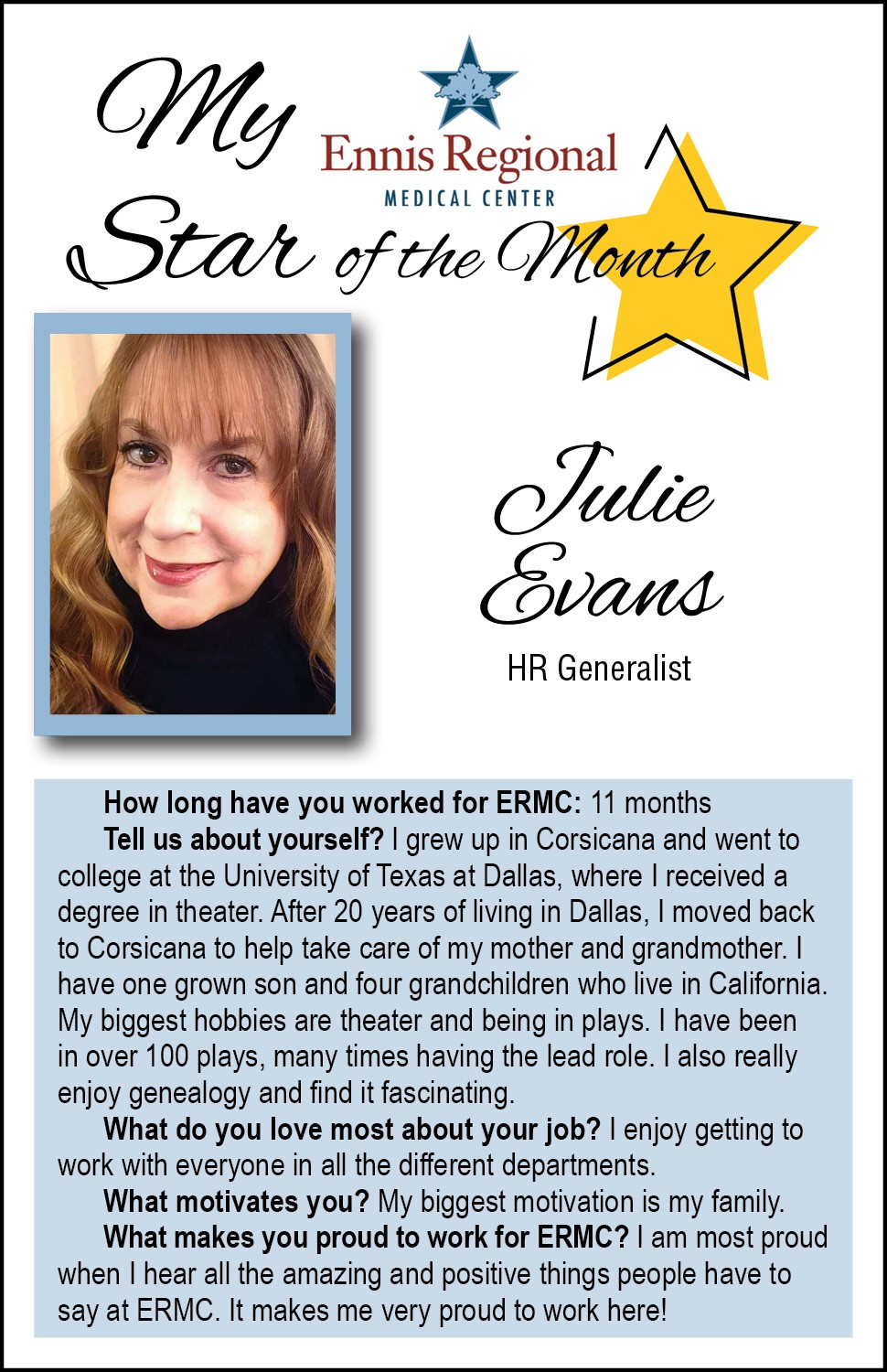 Star of the Month - Julie Evans