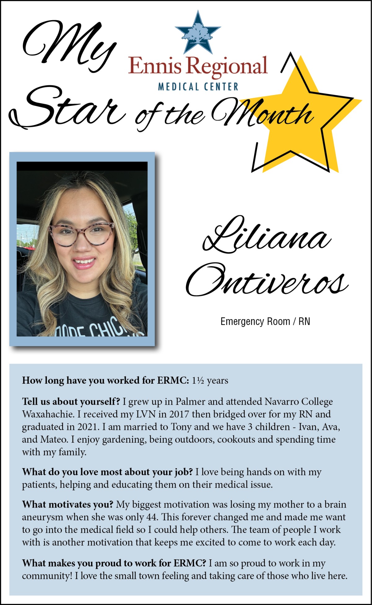 Star of the Month - Liliana Ontiveros