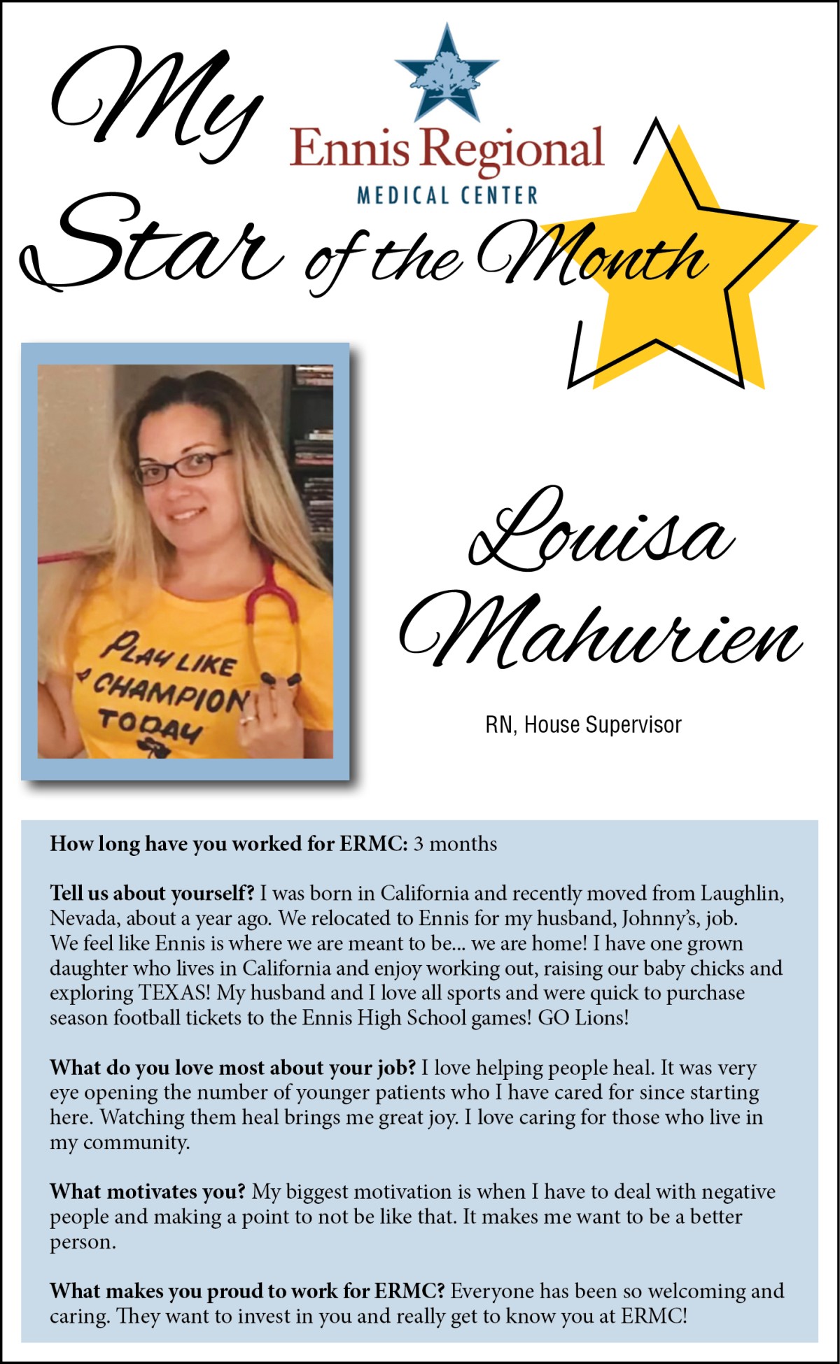Star of the Month - Louisa Mahurien