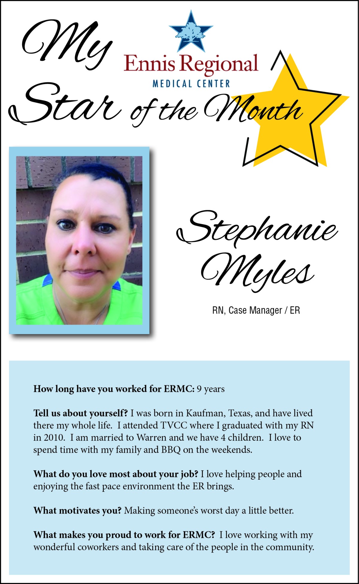 Star of the Month - Stephanie Myles